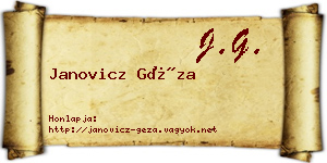 Janovicz Géza névjegykártya
